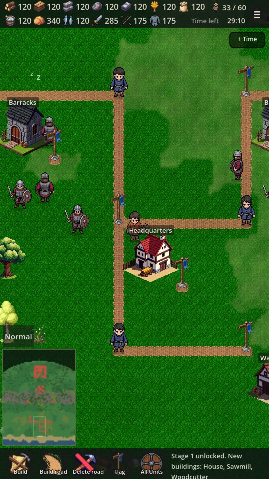 Village connected by roads