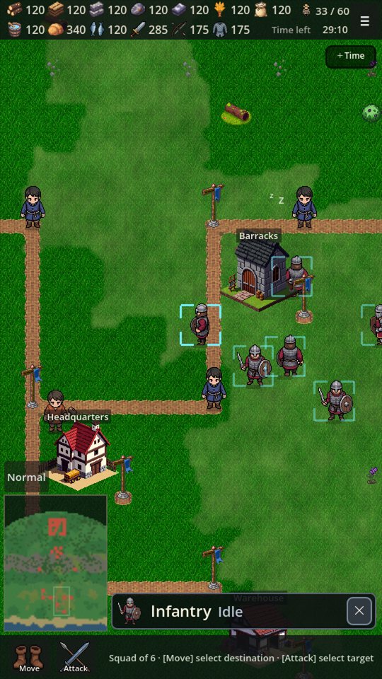 Selecting an infantry squad