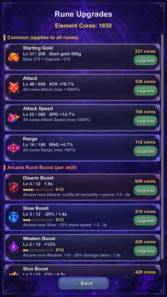 Rune upgrades